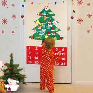 Felt Christmas Tree Set With 32PCS Ornaments Wall Hanging Tree & 50LED String Lights