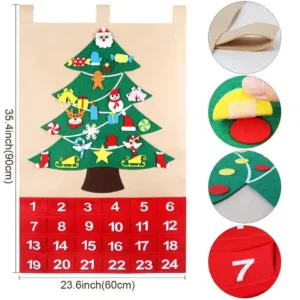 Felt Christmas Tree Set With 32PCS Ornaments Wall Hanging Tree & 50LED String Lights
