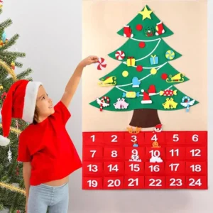 Felt Christmas Tree Set With 32PCS Ornaments Wall Hanging Tree & 50LED String Lights