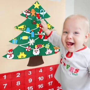 Felt Christmas Tree Set With 32PCS Ornaments Wall Hanging Tree & 50LED String Lights
