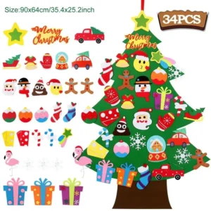 Felt Christmas Tree Set With 34PCS Ornaments Wall Hanging Tree
