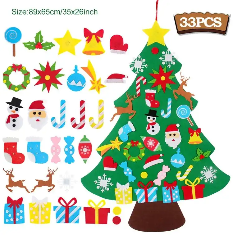 Felt Christmas Tree Set With 34PCS Ornaments Wall Hanging Tree