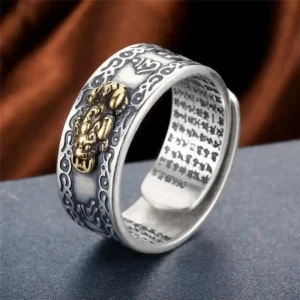 Feng Shui Pixiu Mani Mantra Protection Wealth Ring