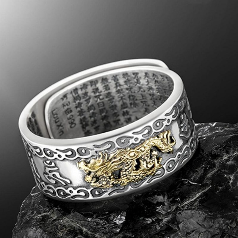Feng Shui Pixiu Mani Mantra Protection Wealth Ring
