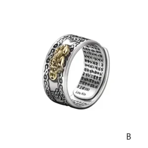Feng Shui Pixiu Mani Mantra Protection Wealth Ring