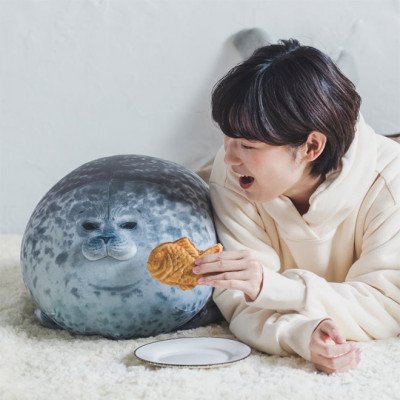 Fluffy Seal Plush Pillow