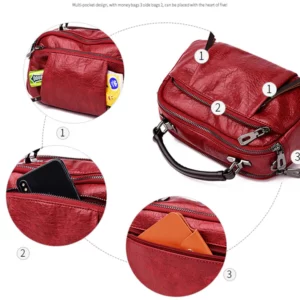 MULTI POCKETS SOFT LEATHER BAG
