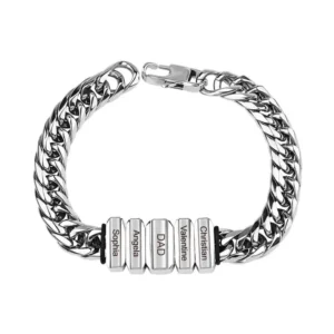 Men Chain Bracelet With Family Name Beads Father's Day Gift