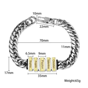 Men Chain Bracelet With Family Name Beads Father's Day Gift