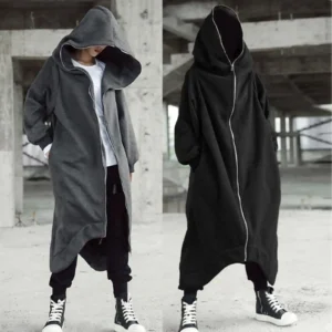 Mens Long Hoodie Zipper Coat Nazgul