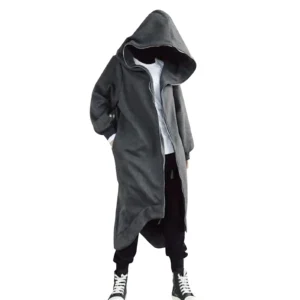 Mens Long Hoodie Zipper Coat Nazgul
