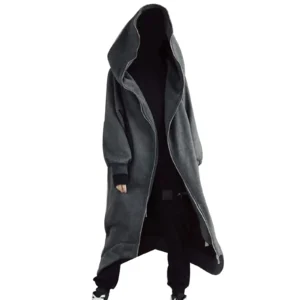 Mens Long Hoodie Zipper Coat Nazgul
