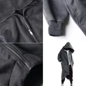 Mens Long Hoodie Zipper Coat Nazgul