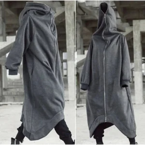 Mens Long Hoodie Zipper Coat Nazgul