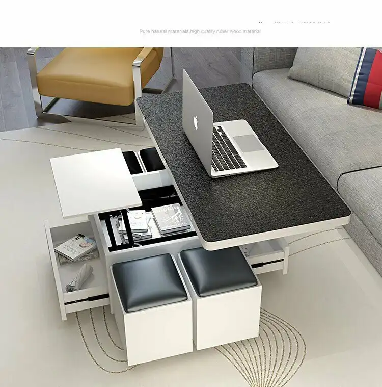 Modern Minimalist Rectangle Coffee Table Liftable - Image 6