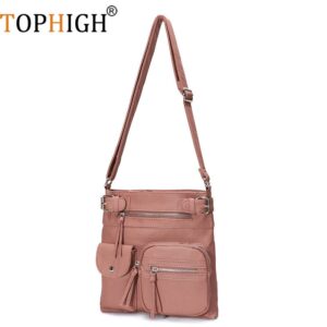 Multi-Pocket Crossbody Bag Soft Leather Shoulder Purse Bag