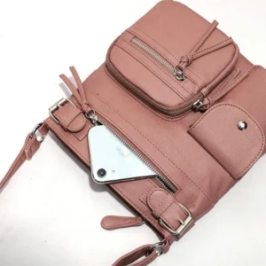 Multi-Pocket Crossbody Bag Soft Leather Shoulder Purse Bag