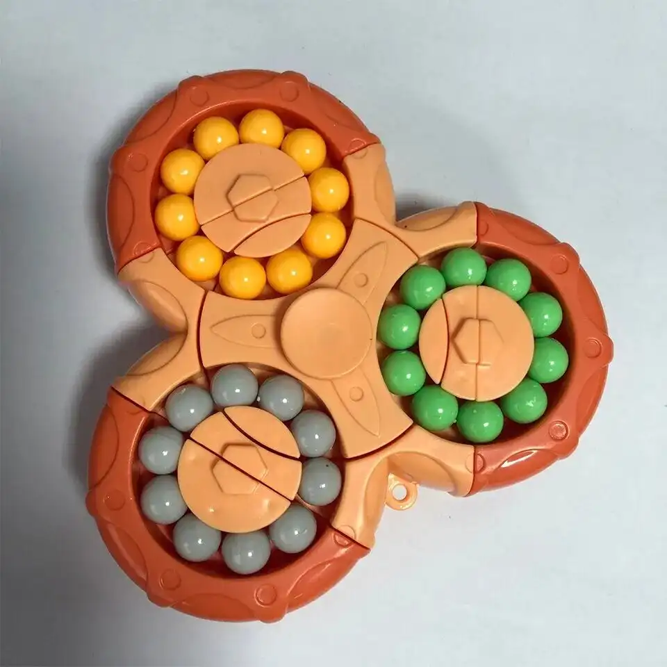 Rotating Magic Beans Gyro Magic Cube Fidget Toys Adults Kids Fingertip Stress Relief Spin Bead Puzzles Children Education Game