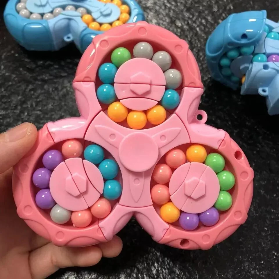 Rotating Magic Beans Gyro Magic Cube Fidget Toys Adults Kids Fingertip Stress Relief Spin Bead Puzzles Children Education Game