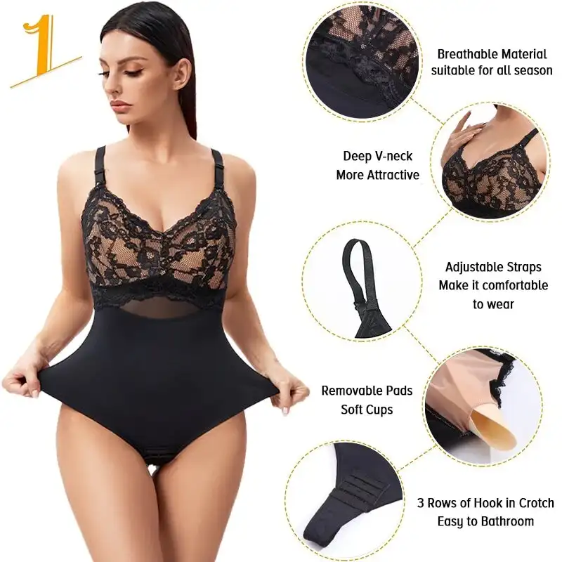 Sexy Lace Tummy Control Bodysuit Shapewear