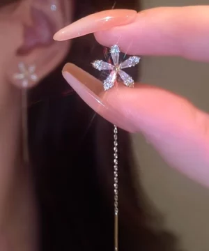 Shiny Diamond Flower Earrings