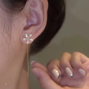 Shiny Diamond Flower Earrings