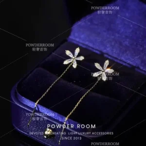 Shiny Diamond Flower Earrings