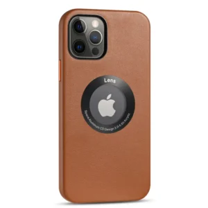 Tempered Glass Back Leather Magnetic Charging Case for iPhone