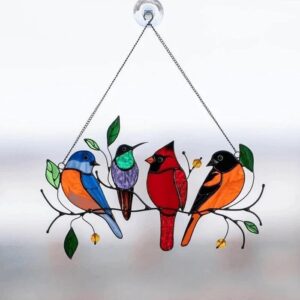 Birds Stained Window Panel Hangings