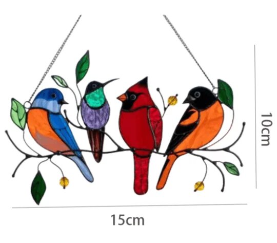 Birds Stained Window Panel Hangings