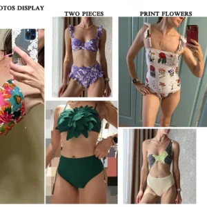 Fashion V-Neck Floral Oil Painting Print One Piece Swimsuit Set