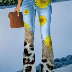 Flare Printing Design Jeans