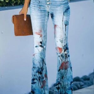 Flare Printing Design Jeans