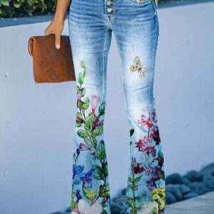 Flare Printing Design Jeans
