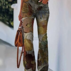 Flare Printing Design Jeans