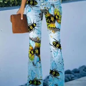Flare Printing Design Jeans