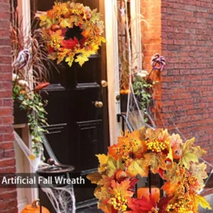 Halloween Pumpkin Berry Maple Vine Wreath