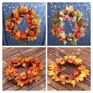 Halloween Pumpkin Berry Maple Vine Wreath