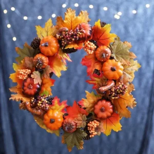 Halloween Pumpkin Berry Maple Vine Wreath