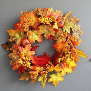 Halloween Pumpkin Berry Maple Vine Wreath