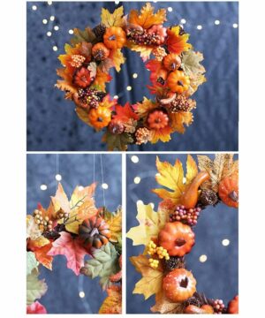 Halloween Pumpkin Berry Maple Vine Wreath