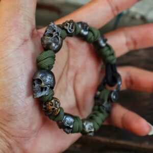 Sterling Silver Skull Army Premium Paracord Bracelet