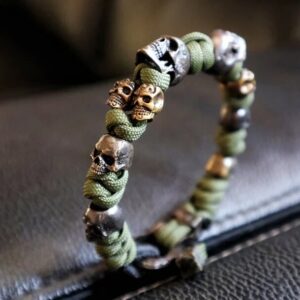 Sterling Silver Skull Army Premium Paracord Bracelet