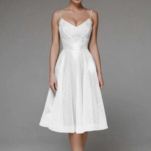 Stylish V-Neck Strap A-Line Dress