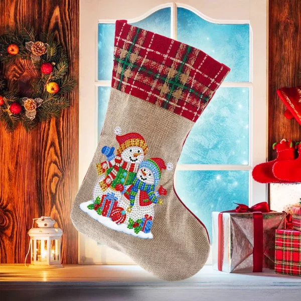 5D диамантена живопис Коледа с чорап с кристали Бродерия Мозайка Подаръчна чанта