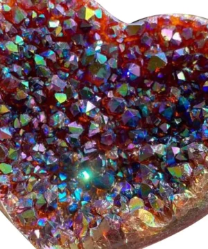 Angel Aura Heart Shaped Rainbow Crystal Cluster