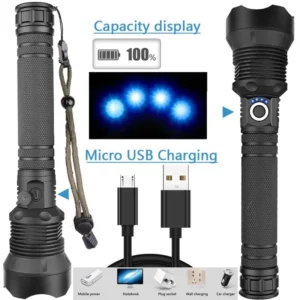 Alternative view of LED Rechargeable Tactical Laser Flashlight 90000 High Lumens