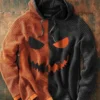 Men's Waffle Two Tone Print Long Sleeve Loose Sweatshirt