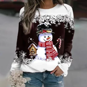 Alternative view of Multicolor Snowman Print Christmas Sweatshirt