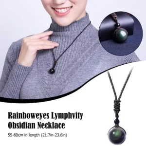 Alternative view of Rainboweyes Lymphvity Obsidian Necklace